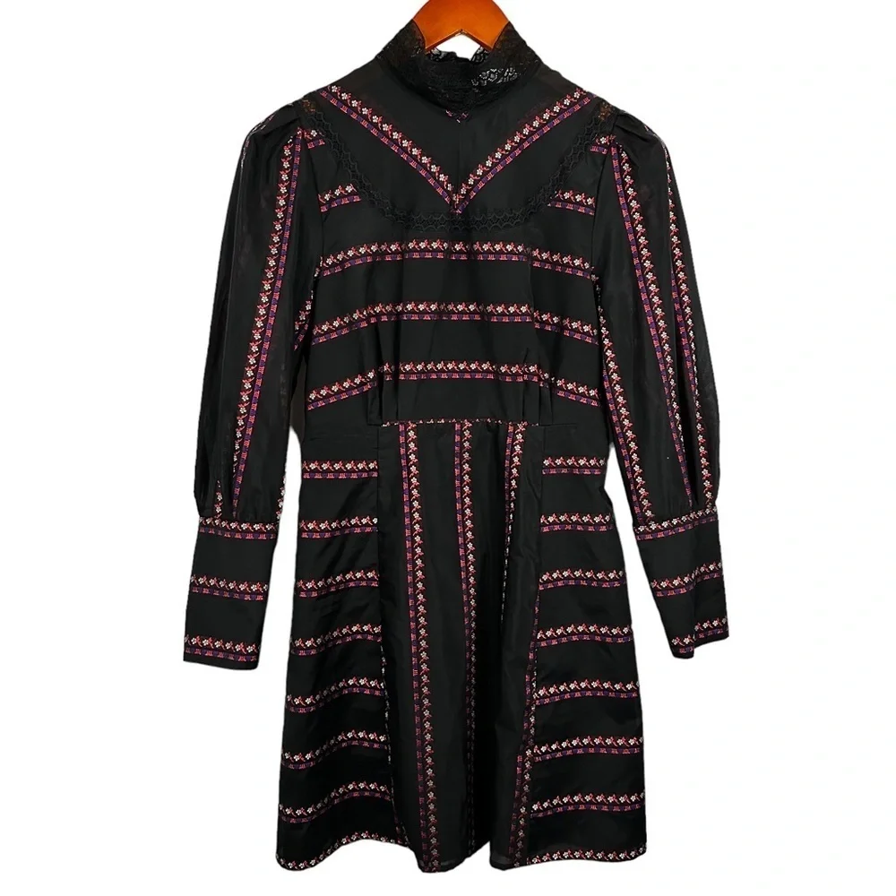 SANDRO Sibel Mock Neck Long Sleeve Dress - Picture 4 of 14